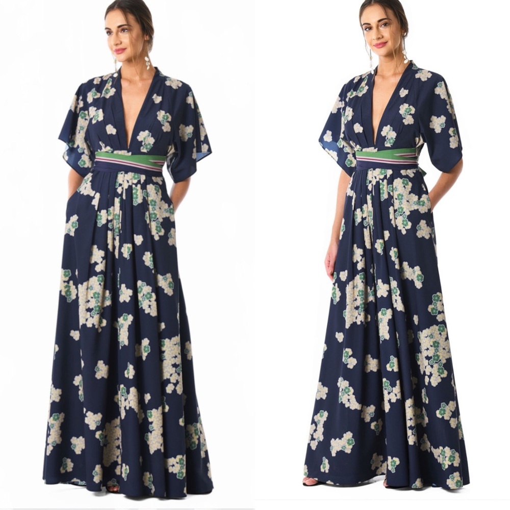 EShakti Wayward Fancies Floral Kimono Maxi Dress